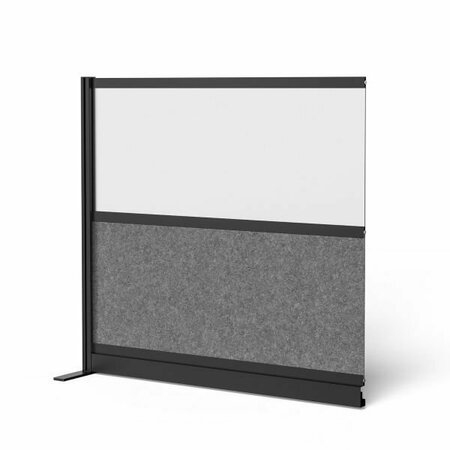 LUXOR Modular Wall Room Divider System - Black Frame - 53in. x 48in. Add-On Wall - Wide Paneling MW-5348-XWCGWB